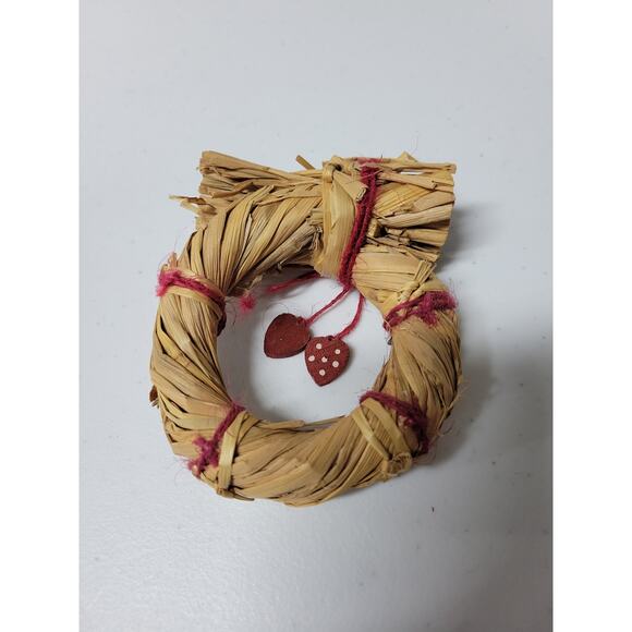 🎄 Hallmark 80s Country Wreath Straw & Wood Ornament – Old-Fashioned Christmas - Picture 4 of 4